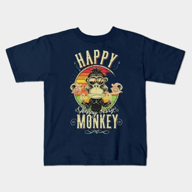 Happy Monkey Kids T-Shirt by TshirtMA